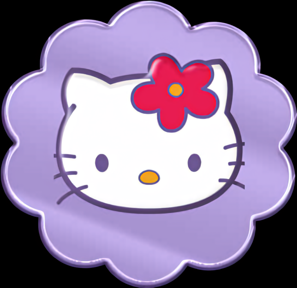 Adorable Cat Face Wallpaper with Red Flower on Purple Background