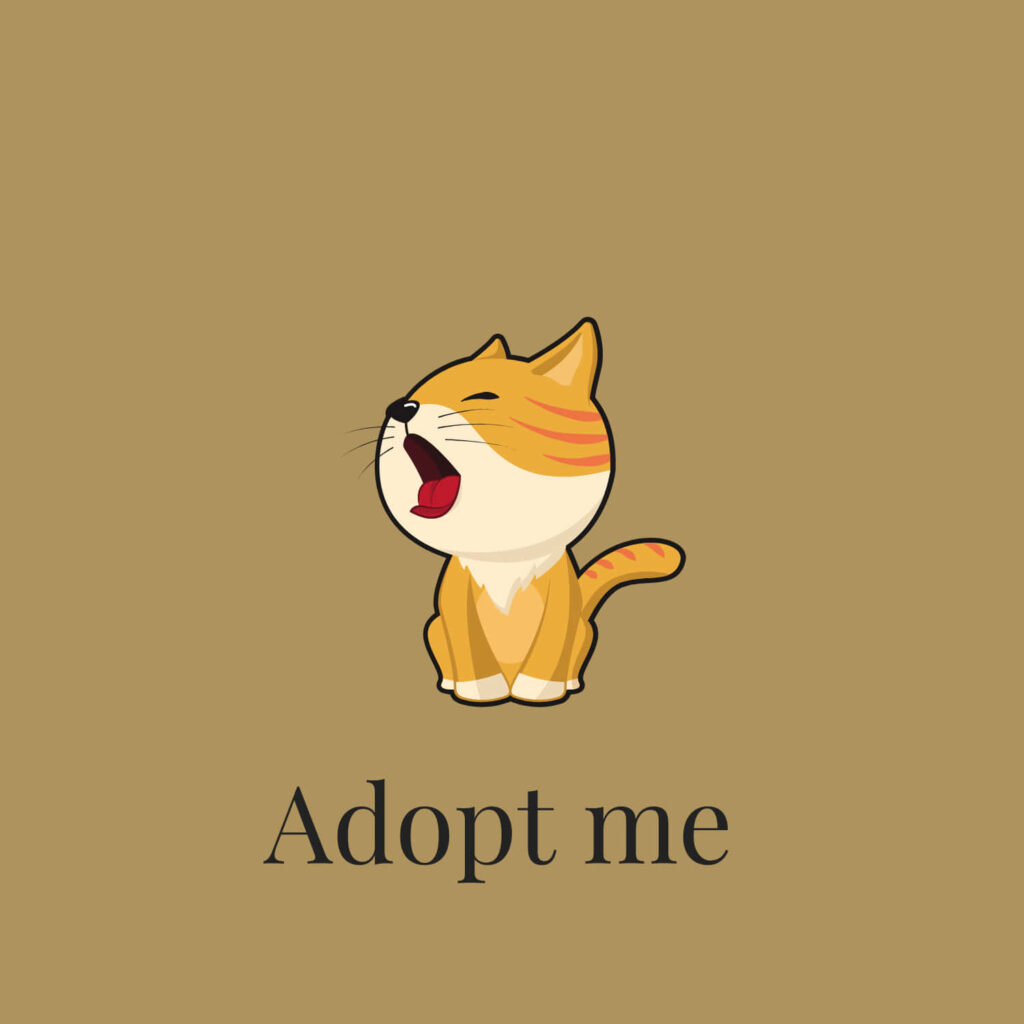 Adopt Me: Cute Illustrated Cat Crying on Beige Wallpaper