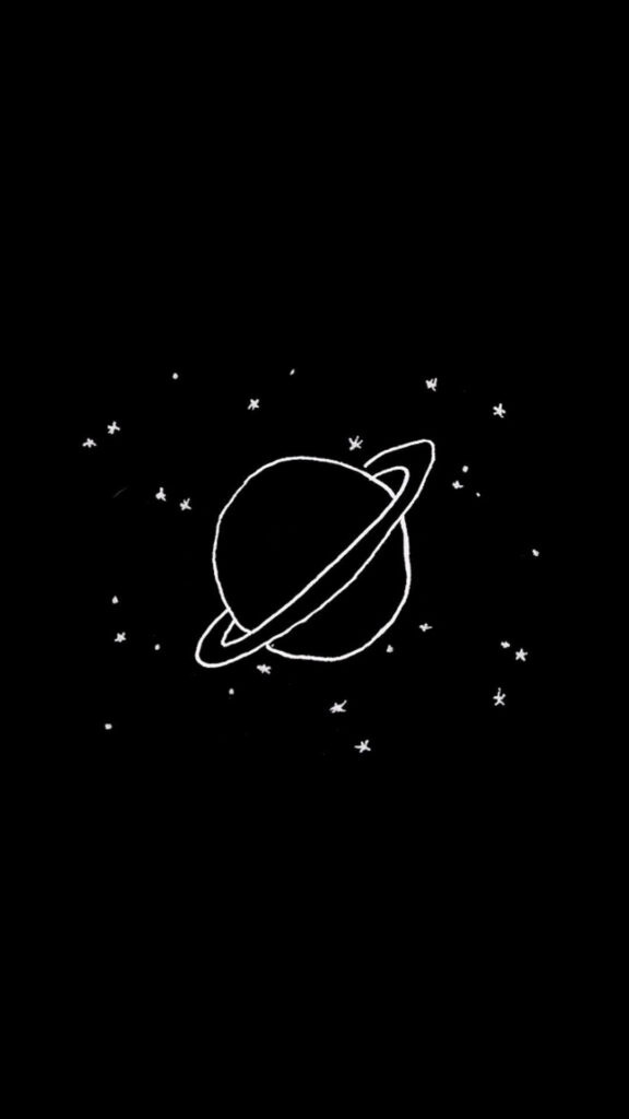 Starry-eyed Wonder: Captivating Planet with Ring in Celestial Black Background Wallpaper