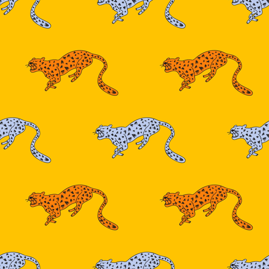 Fierce and Fabulous: Yellow Jungle Vibes with Adorable Cheetah Print Wallpaper