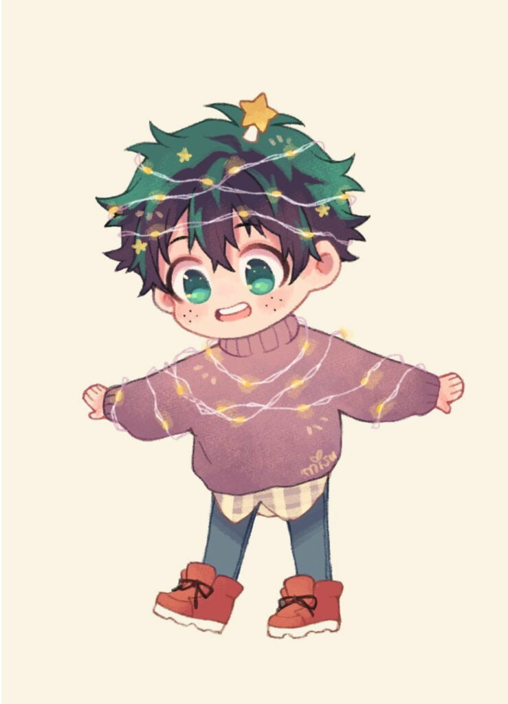 Adorable Chibi Deku: A High-definition Phone Wallpaper to Brighten Your Background