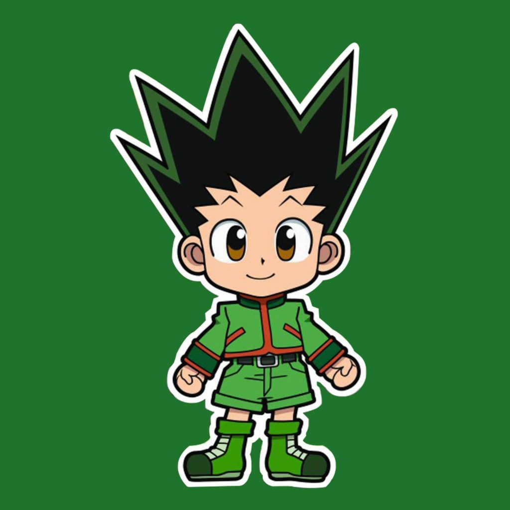 Chibi Gon Freecss Hunter x Hunter wallpaper green background anime protagonist illustration