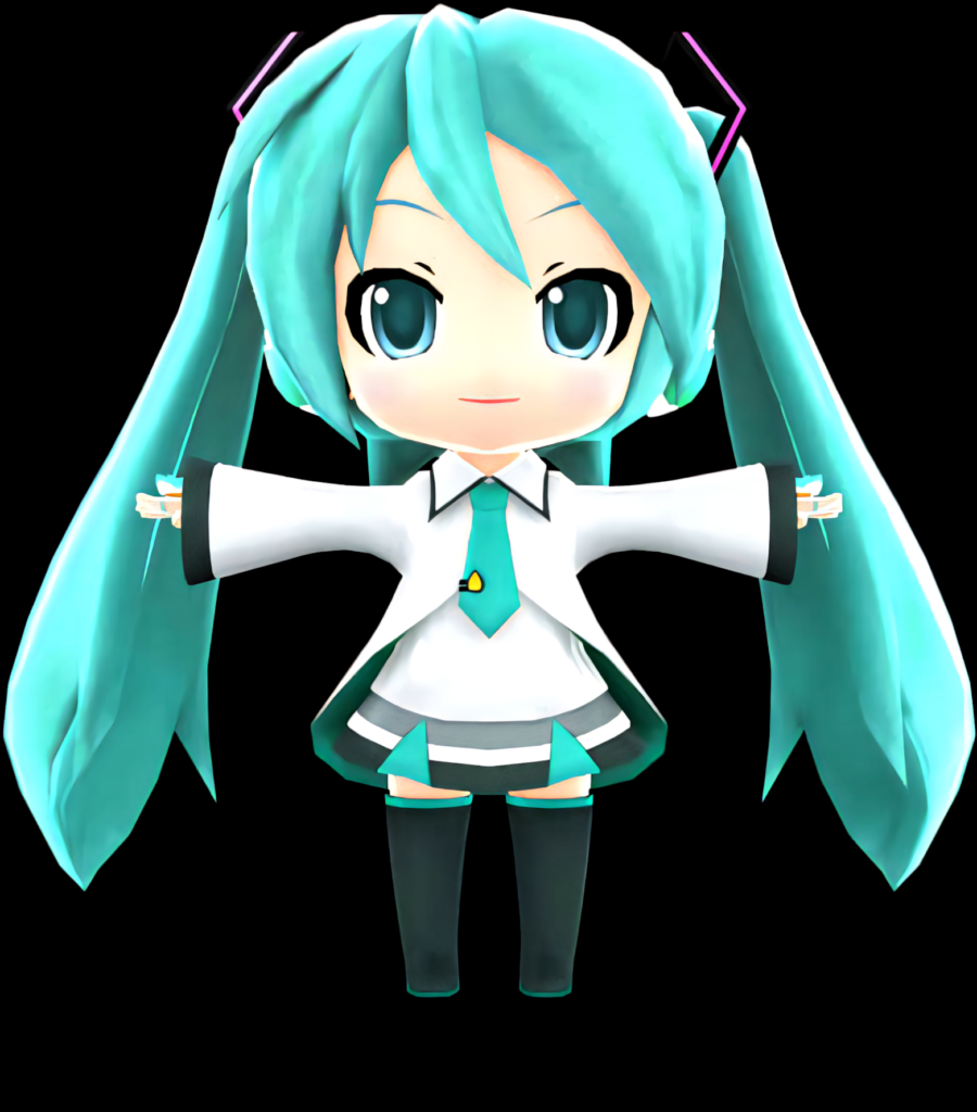 Chibi Hatsune Miku 3D Wallpaper: Adorable Vocaloid Background