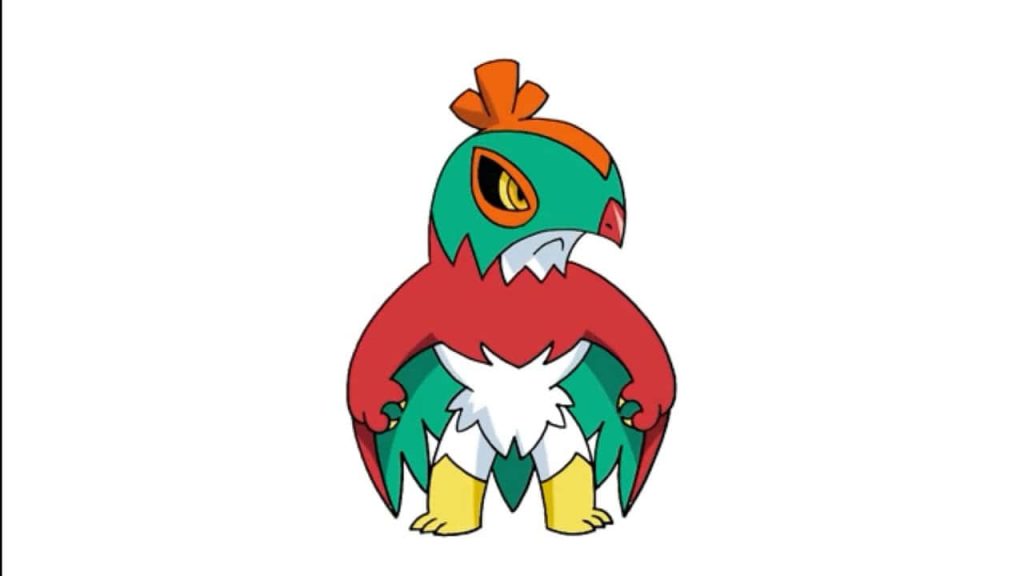 Chibi Hawlucha Pokémon wallpaper vibrant red green white minimalist cute character art background