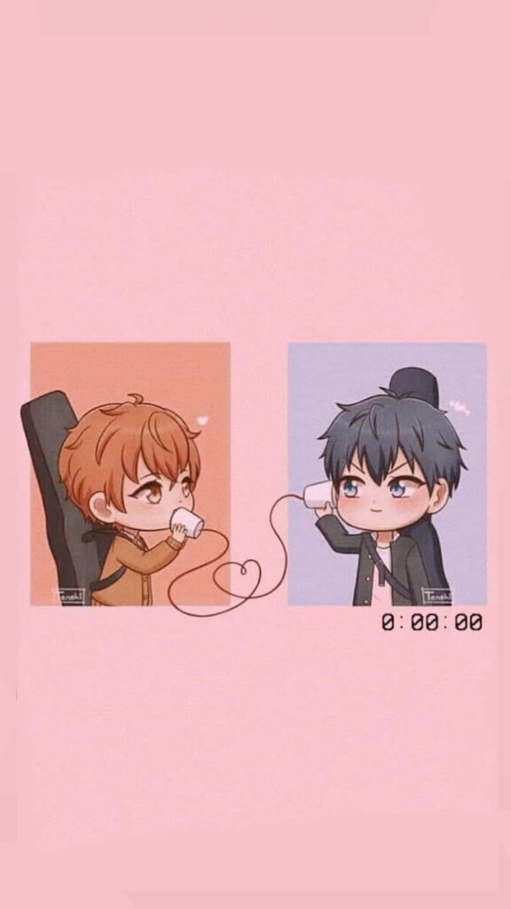 Adorable Chibi Rendition: Mafuyu and Ritsuka from the Beloved Given Anime Wallpaper