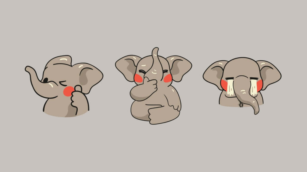 Adorable Elephant Emoticons Wallpaper: Cute & Playful Background