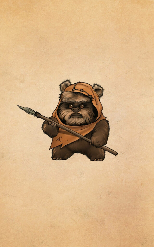 Cute Ewok Wallpaper: Minimalist Design for Tablet Screens