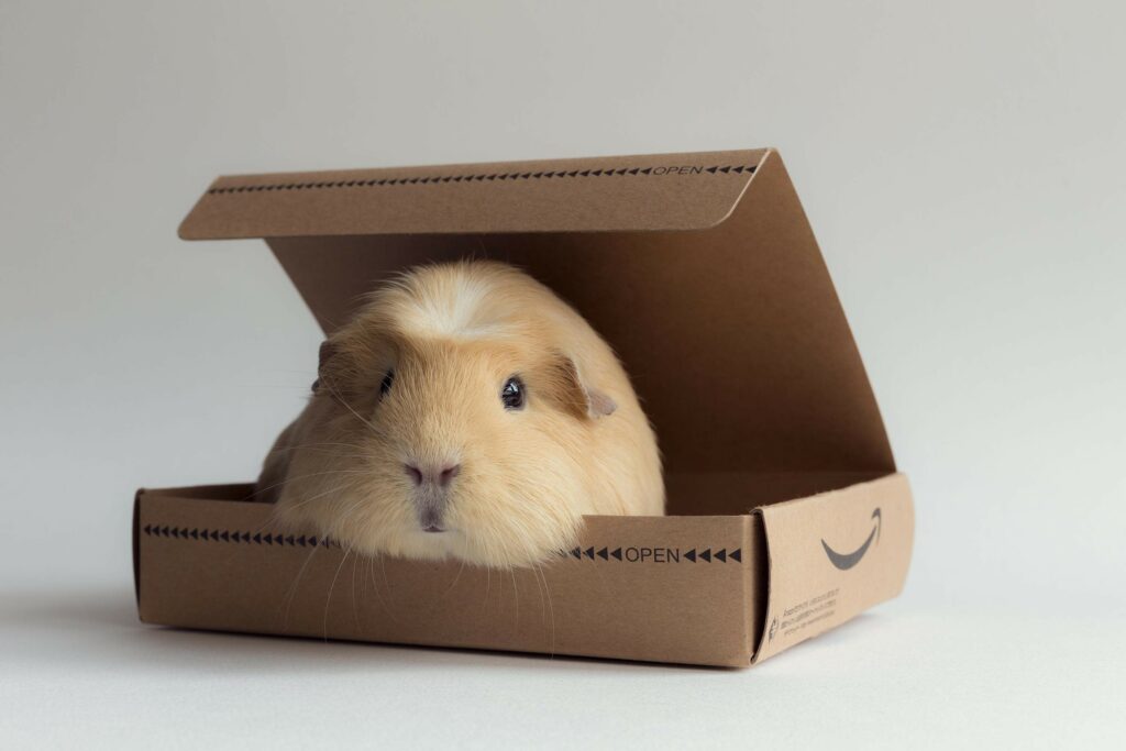 Cute Guinea Pig in Cardboard Box - Adorable Animal Wallpaper