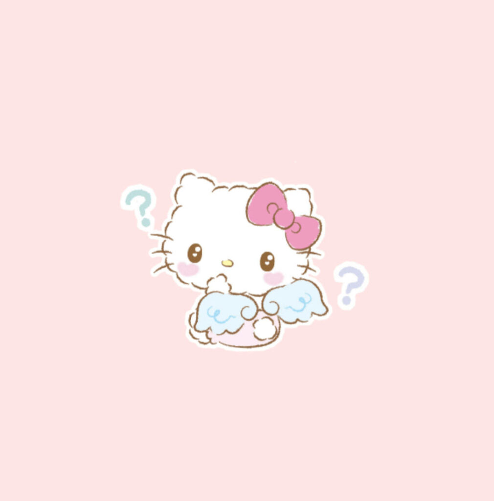 Whimsical Hello Kitty Wallpaper with Angel Wings & Pastel Pink Background