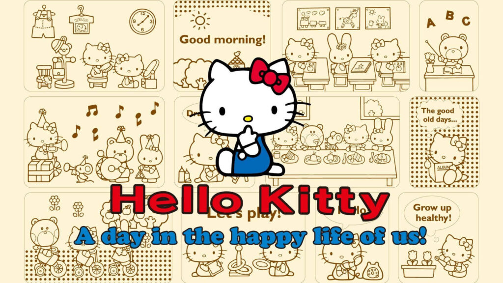 Adorable Hello Kitty Beige Wallpaper for Nostalgic Fans