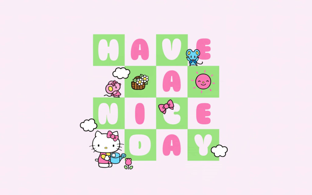 Cheerful Hello Kitty Wallpaper: Uplifting Pastel Design for Aesthetic Touch