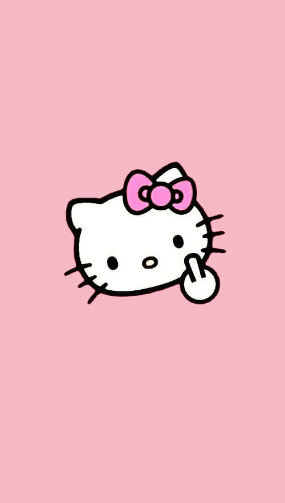 Kawaii Hello Kitty Wallpaper: Playful Character on Pink Background