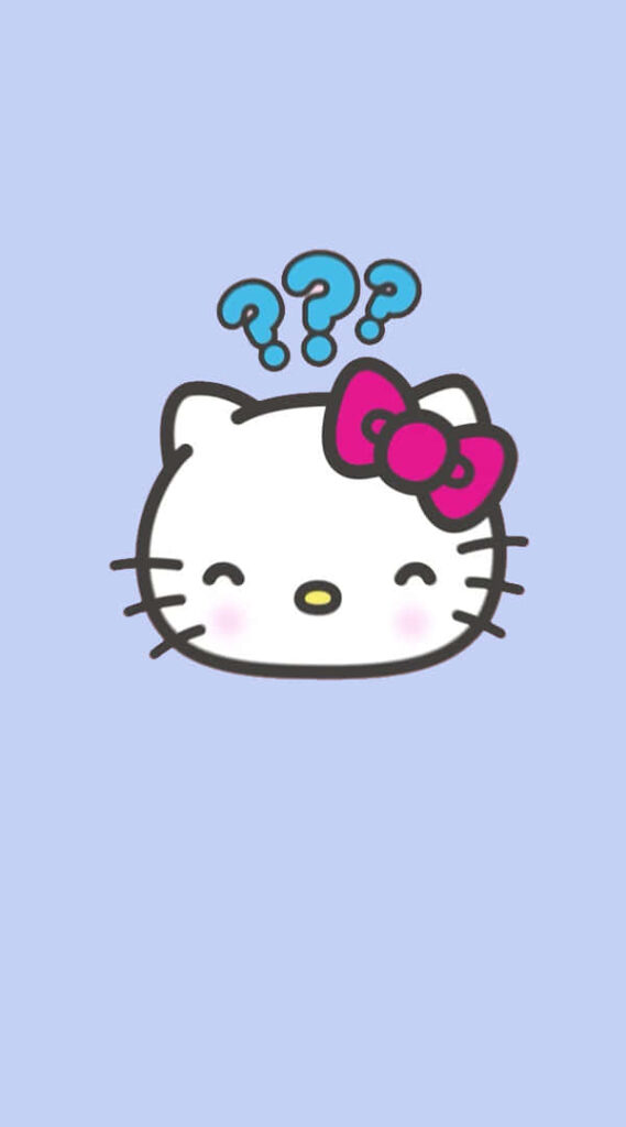 Adorable Hello Kitty Wallpaper with Inquisitive Character on Pastel Blue