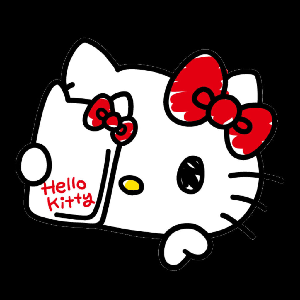 Playful Hello Kitty Wallpaper with Red Bow & Card Design
