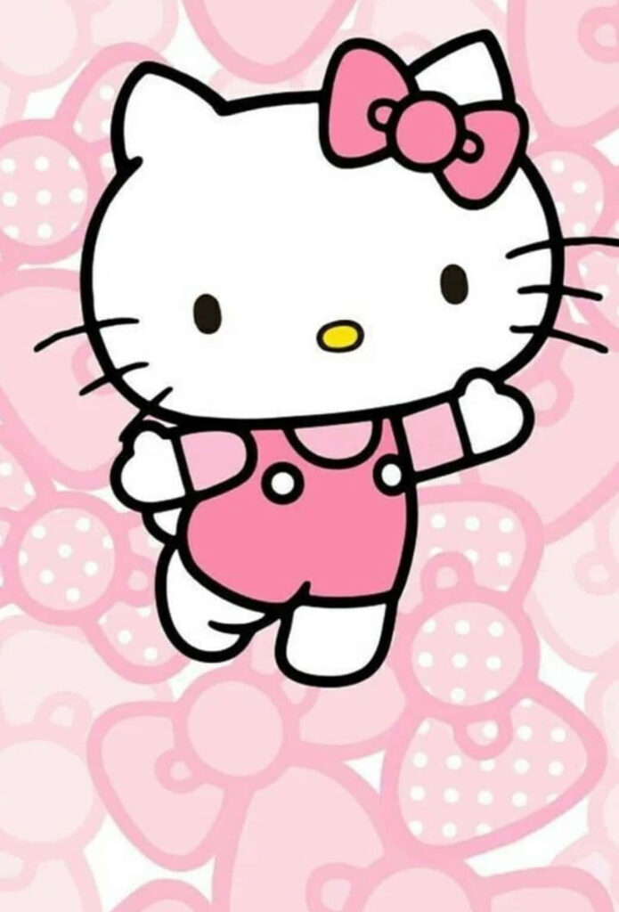 Adorable Hello Kitty Wallpaper in Soft Pink with Bow Patterns