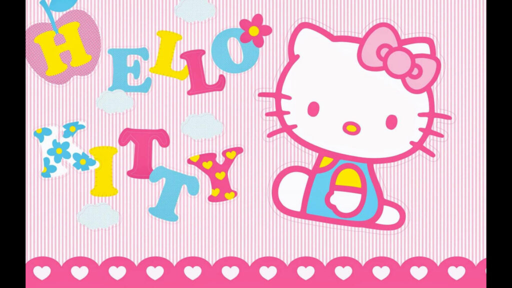 Adorable Hello Kitty Wallpaper on Pink Stripes - Cute & Colorful