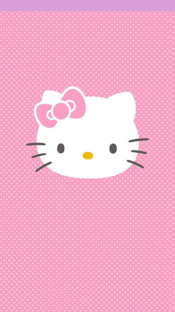 Charming Hello Kitty Wallpaper with Pink Polka Dots & Bow