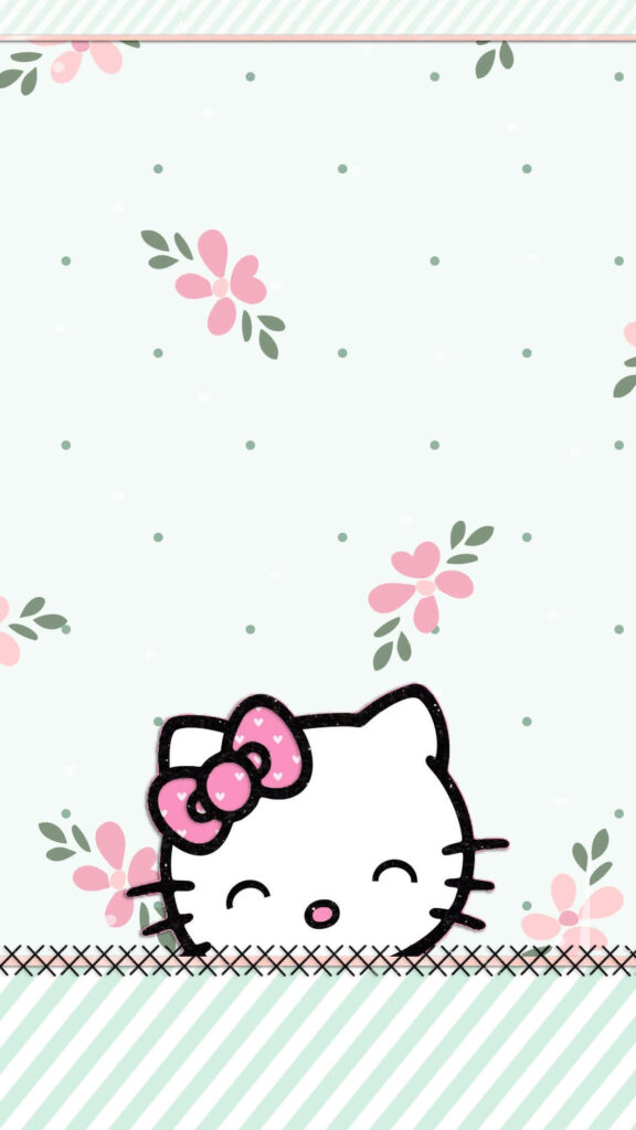 Charming Hello Kitty Pastel Floral Wallpaper for Playful Spaces