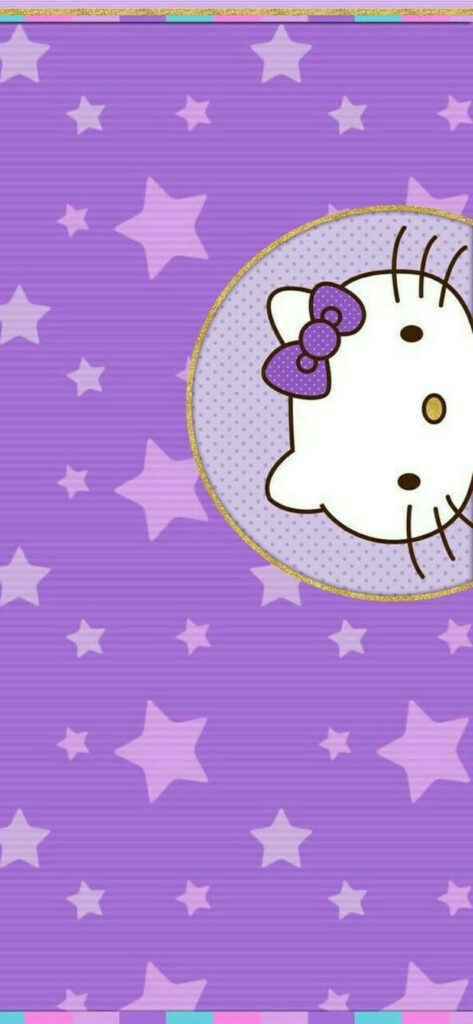 Cute Hello Kitty Wallpaper with Purple Background & Star Design