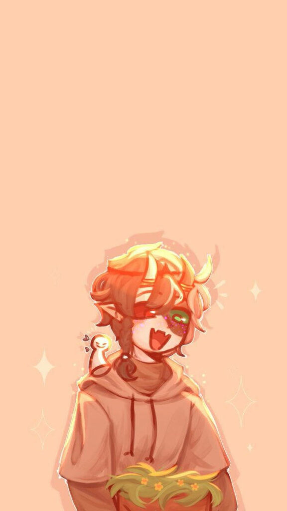 Peachy Perfection: Ranboo Raves in a Hoodie Amidst a Dreamy Background Wallpaper