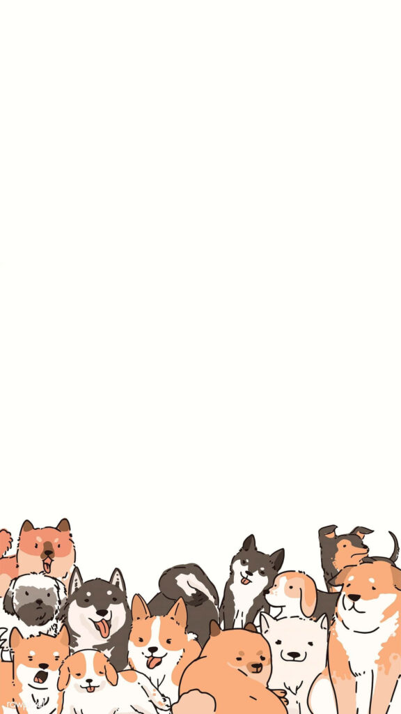 Charming Dog Wallpaper: Cute Illustrated Breeds in Whimsical Design