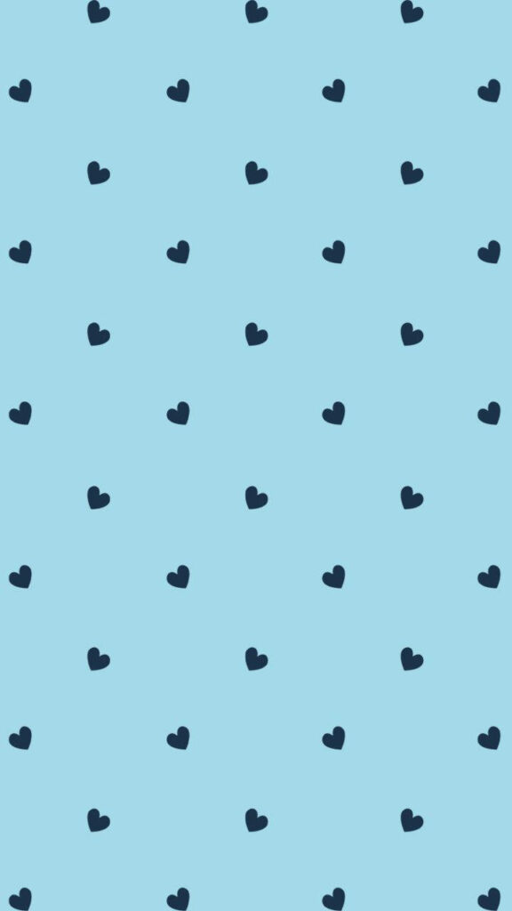 Charming Light Blue Wallpaper with Navy Heart Pattern - Minimalist Design