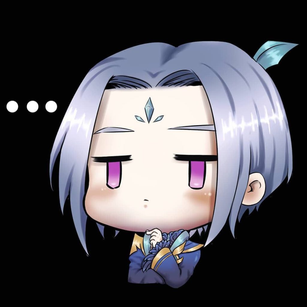 Chibi Ling Mobile Legends digital art with purple hair and unimpressed expression wallpaper background