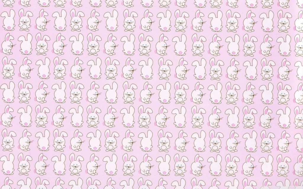 Cute bunny wallpaper with seamless minimalist rabbit line art on soft pastel pink background