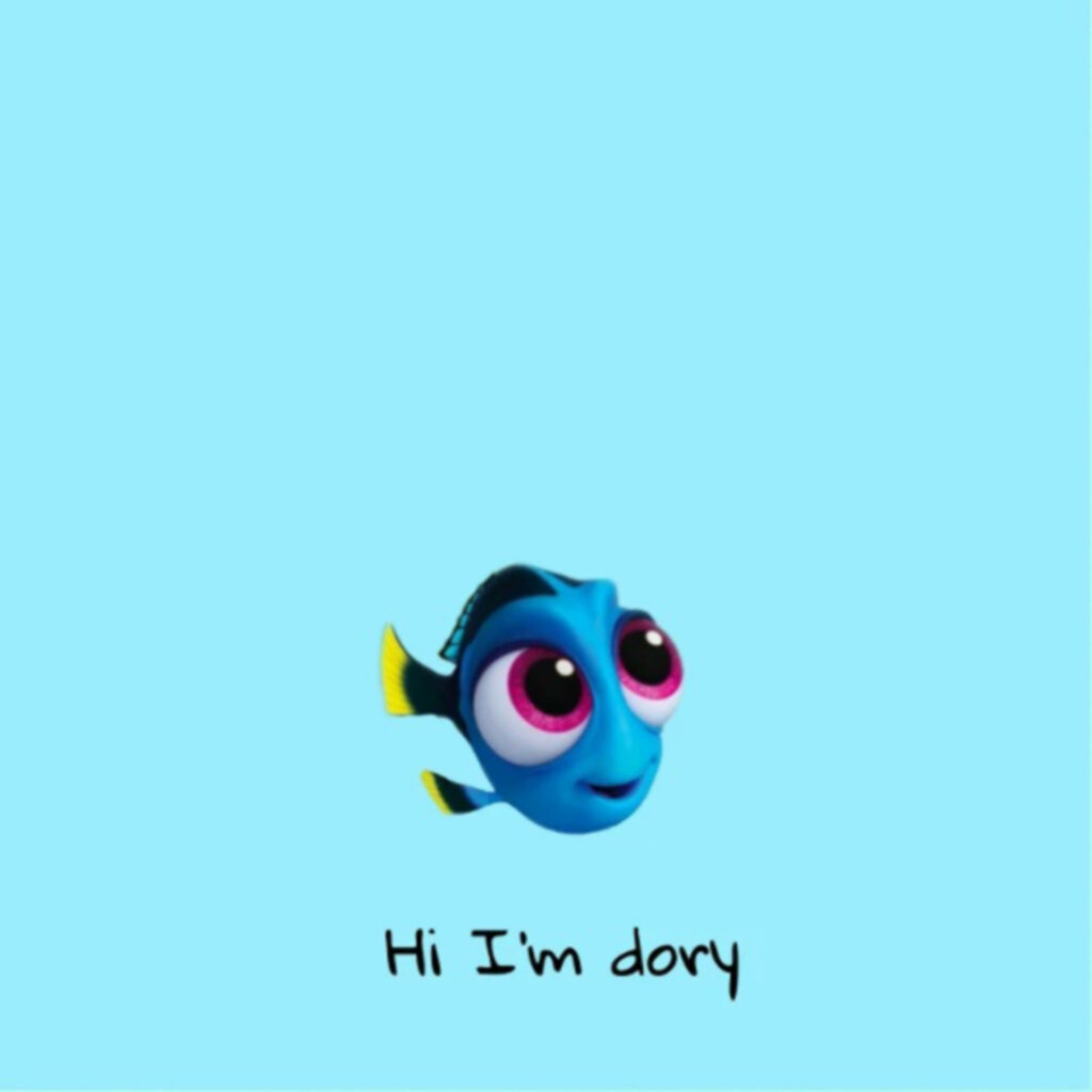 Cute Minimalistic Dory Wallpaper: Cheerful Design on Blue Background