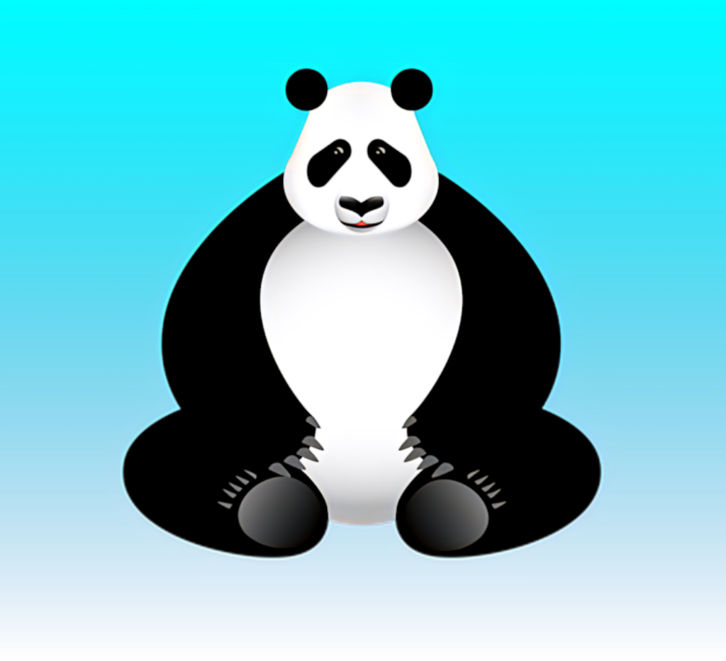 Charming Panda Wallpaper - Minimalist Vector with Blue Gradient