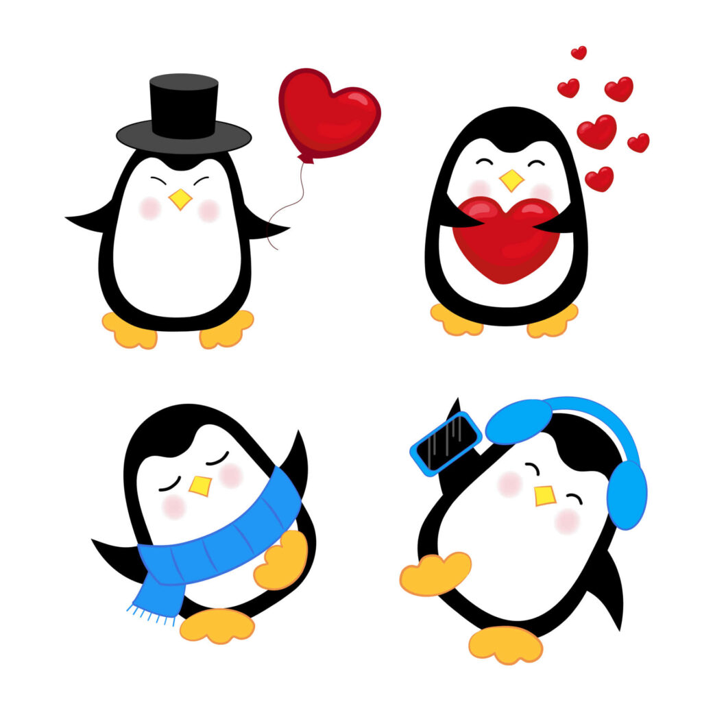 Cute Penguins with Accessories: Add Humor & Personality to Your Screen Wallpaper