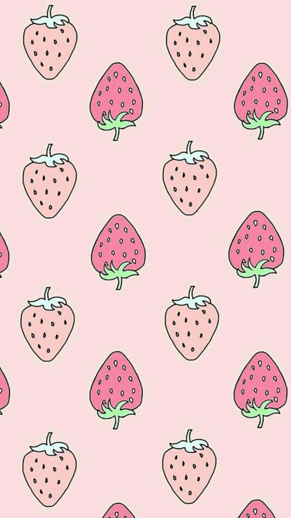 Adorable Hand-Drawn Strawberry Wallpaper for Cute iPhone Background
