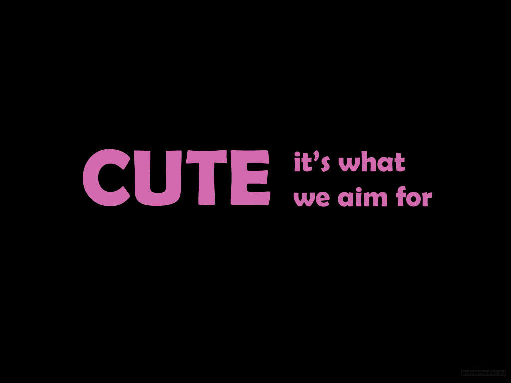 Playful Pink 'CUTE' Wallpaper on Black Background for Girls' Phones