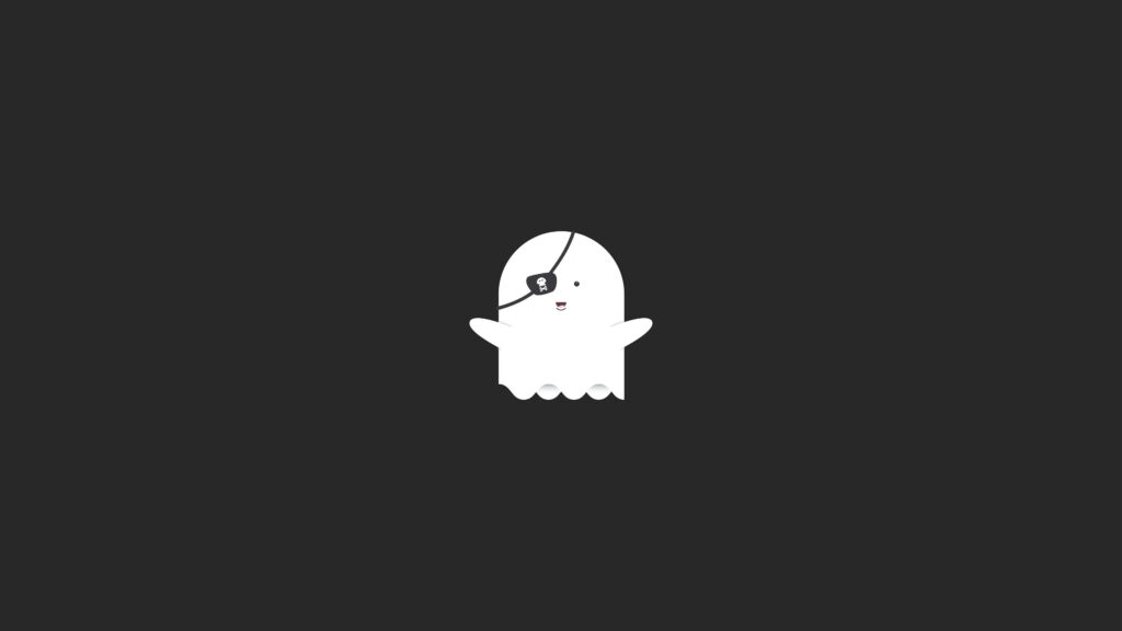 Playful Pirate Ghost Wallpaper - Minimalist Dark Background Design