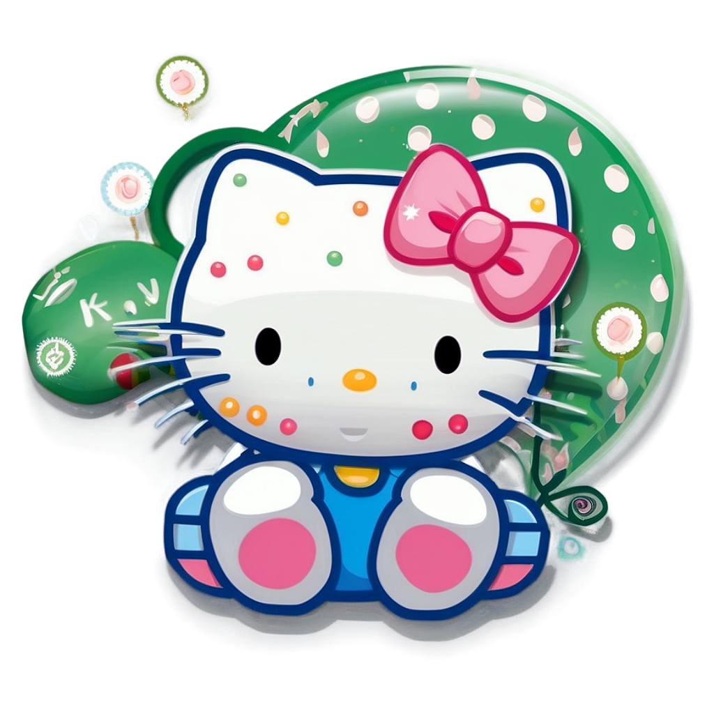 Charming Plush Character Wallpaper with Colorful Dots & Green Splash