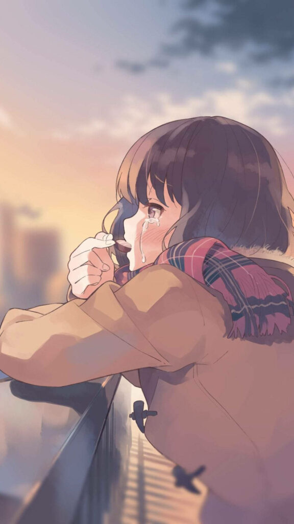 Lost in Melancholy: Capturing the Fragile Beauty of a Lonely Anime Girl Wallpaper
