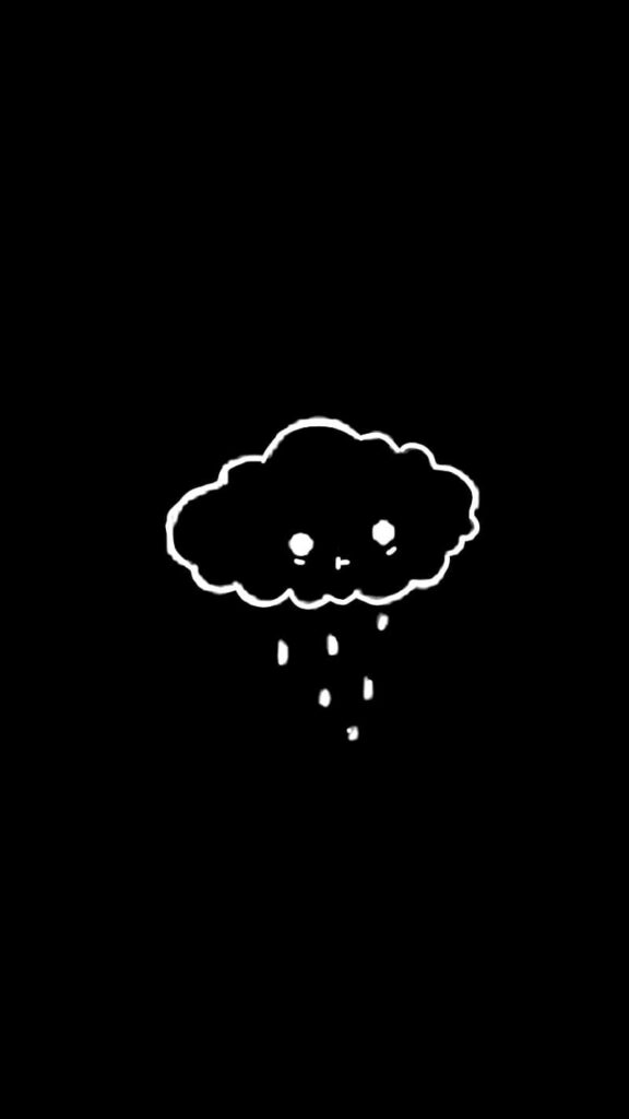 Melancholic Raincloud on a Mysterious Dark Canvas: Captivatingly Cute Sorrows Wallpaper