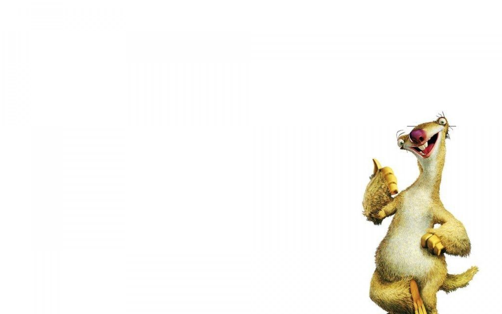 Sid the Sloth from Ice Age giving thumbs up on minimalist white background desktop wallpaper