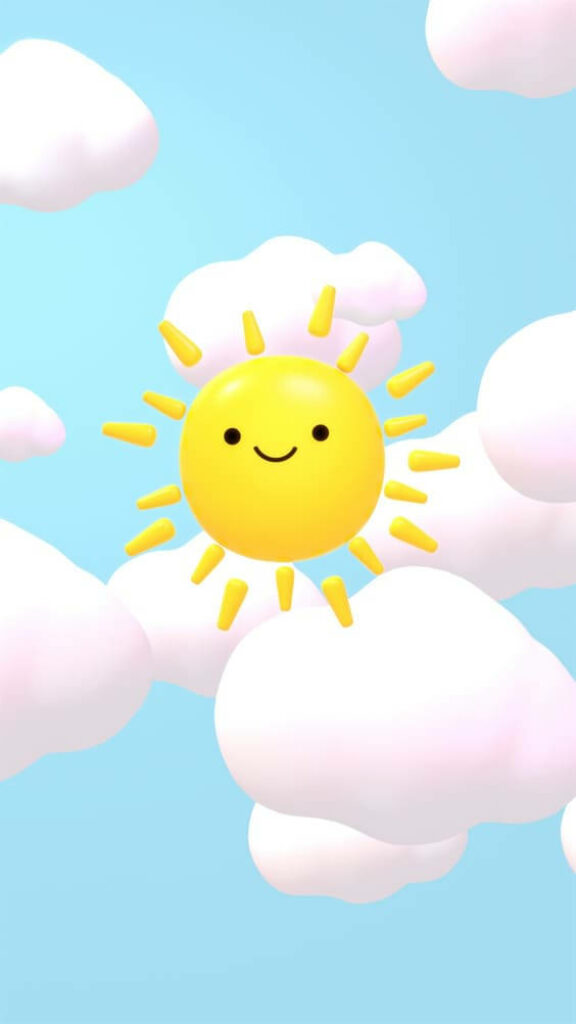 Cheerful Sunny Delight: Adorable Mobile Background for Cloudy Days Wallpaper