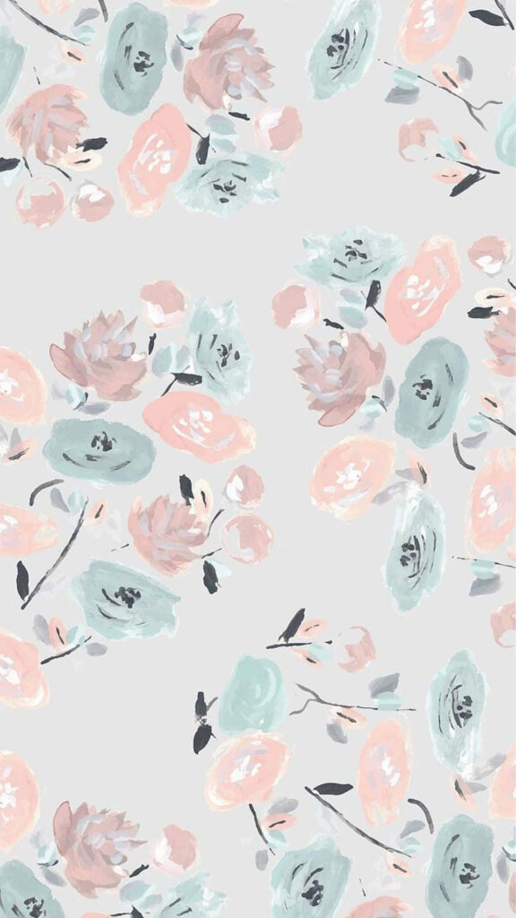 Minimalist Roses Blossoming in Cute Spring iPhone Background Wallpaper