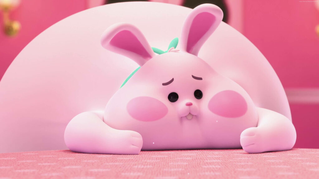 “Cute Squishy Bunny Wallpaper: Adorable Pink Background from Wreck-It Ralph 2”