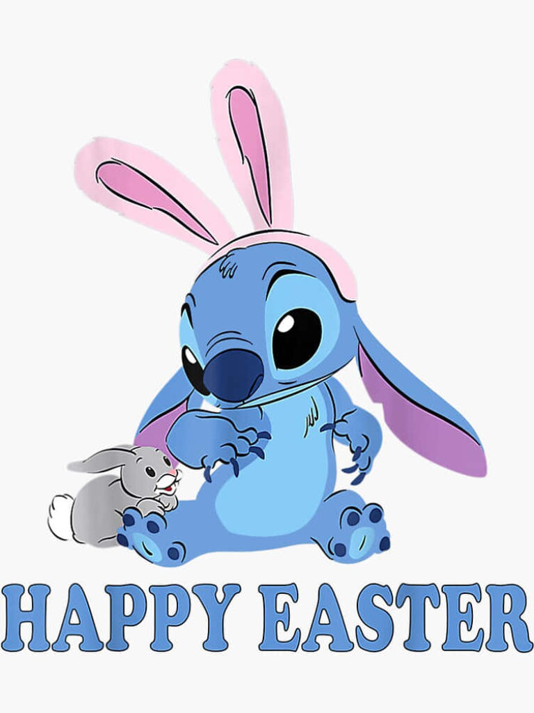 Festive Stitch & Bunny Easter Wallpaper - Whimsical Design