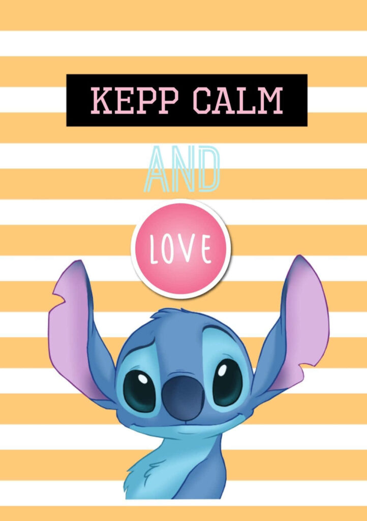Stitch Wallpaper: Cute Design with KEEP CALM AND LOVE on Stripes