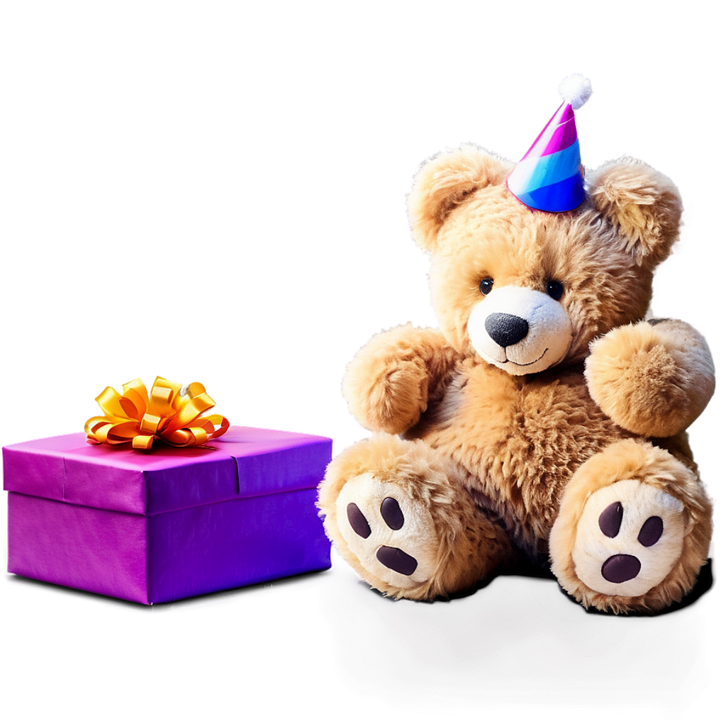 Festive Teddy Bear with Gift Box Wallpaper - Birthday Theme