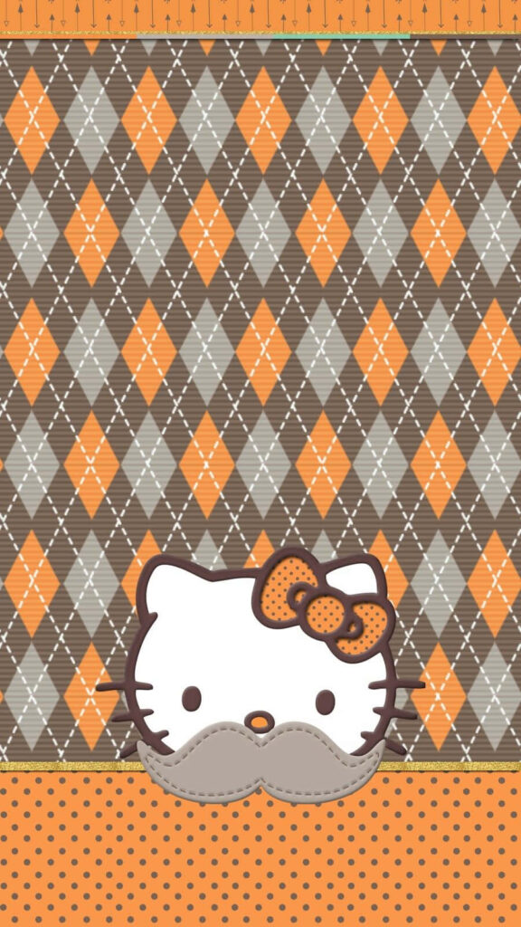 Hello Kitty Thanksgiving Wallpaper with Orange Bow & Fun Patterns
