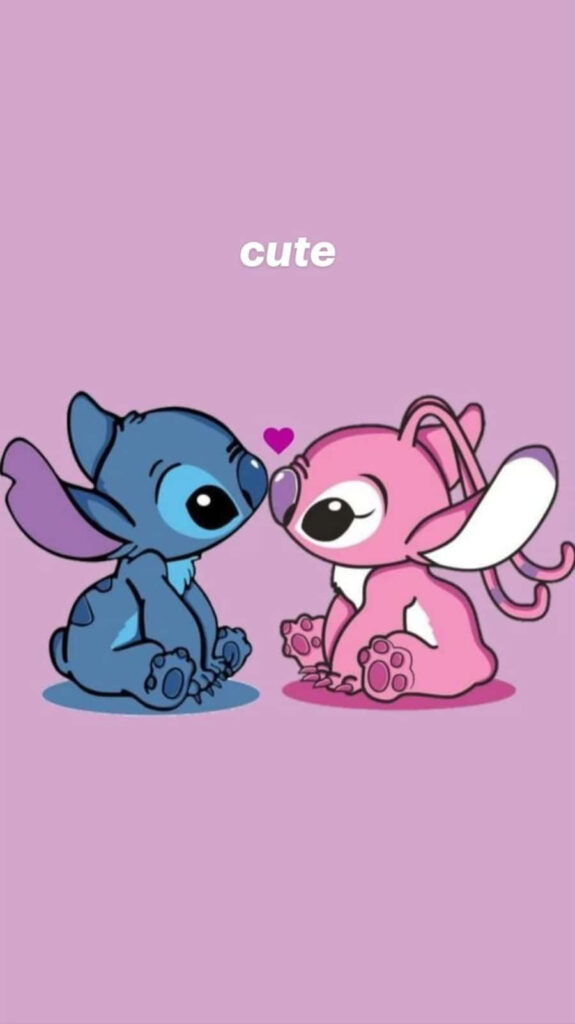 Adorable Characters in Pastel Purple Wallpaper - Cute Heart Design