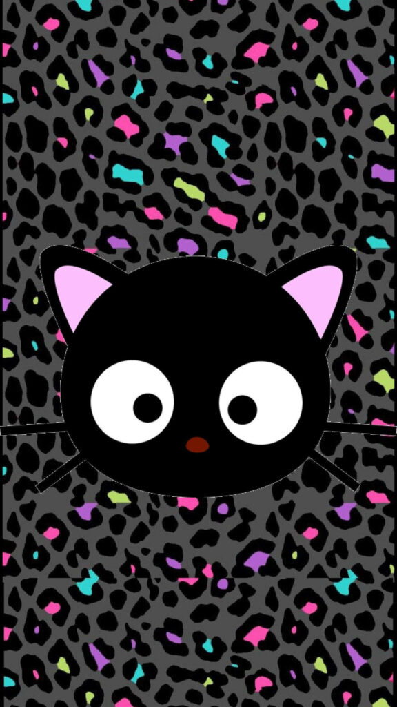 Cute and Colorful: Chococat in a Leopard Print Background Wallpaper