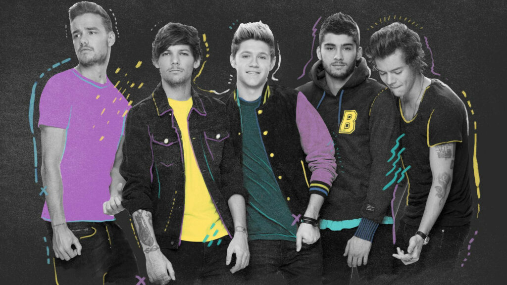 Vibrant and Adorable: One Direction Wallpaper with Colorful Pop Art Twist