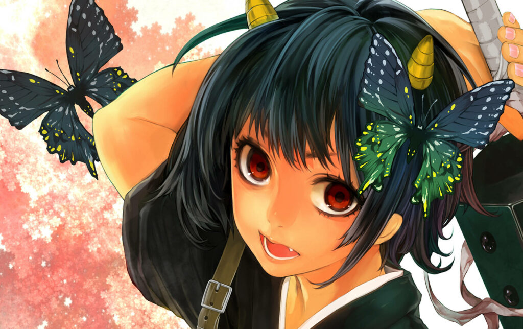 Cute and Fierce: Gedoumaru's Playful Pursuit for her Weapon! Wallpaper