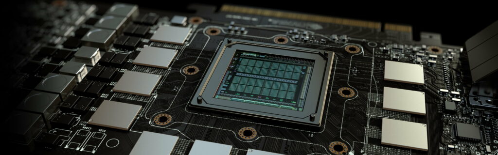 Powerful Nvidia GPUs in a Black Circuit Board: Revolutionizing PC Gaming with Stunning 4K Display and Immersive Technology Experience Wallpaper
